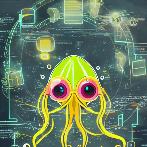 'high tech solarpunk squid'